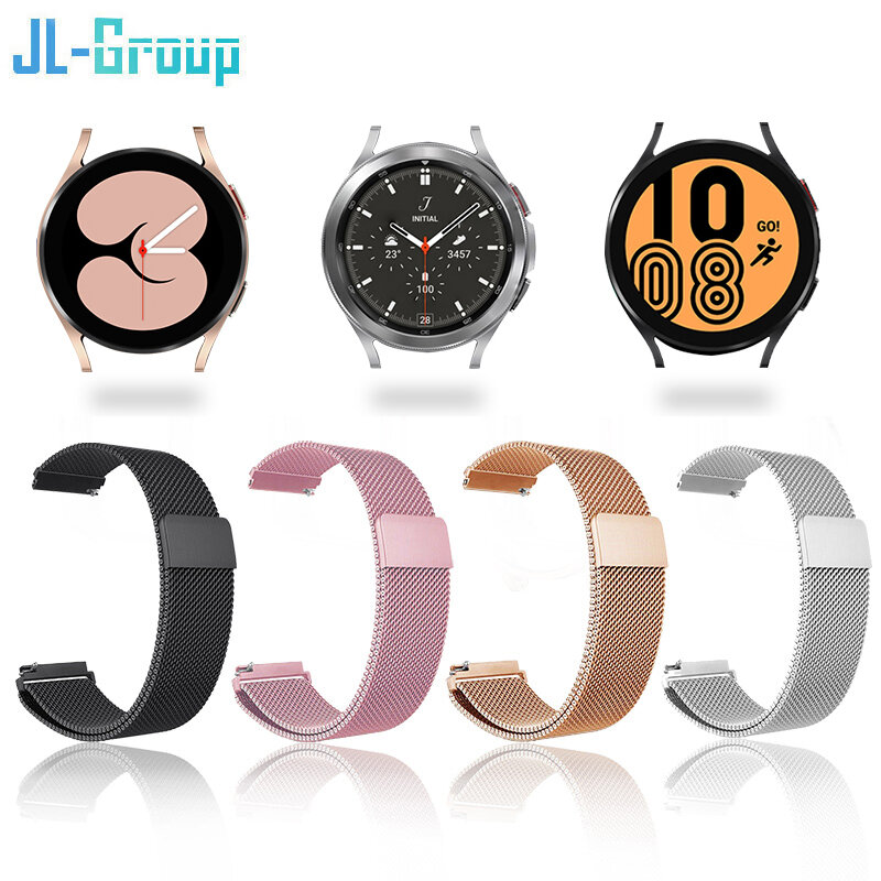 Bracelet en métal pour Samsung Galaxy Watch, Bracelet de remplacement, Boucle magnétique milanaise classique, 4, 5, 6, Active 2, 40mm, 44mm