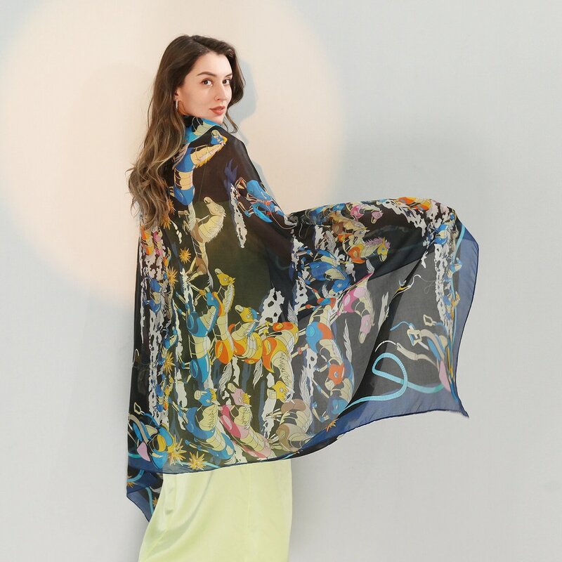 2023 Winter Fashion Women's Scarf Hot Sale Mulberry Silk Scarves Shawl Female Long Silk Scarf