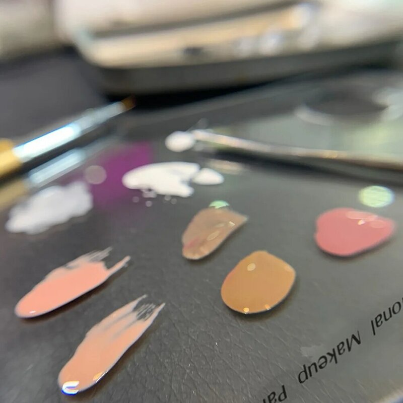 Makeup Palette Clear Polish Gel Mixing Spatula Acrylic Nail Stamping Plates Foundation Eyeshadow Stainless Steel with Spatula