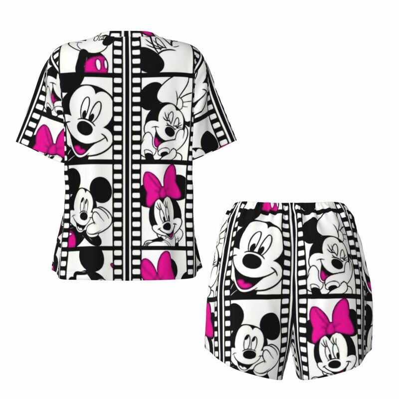 Niestandardowa animacja telewizyjna amerykańska Myszka Miki zestaw piżam dla kobiet 2-częściowa bielizna nocna z krótkim rękawem odzież codzienna zestawy szortów PJS