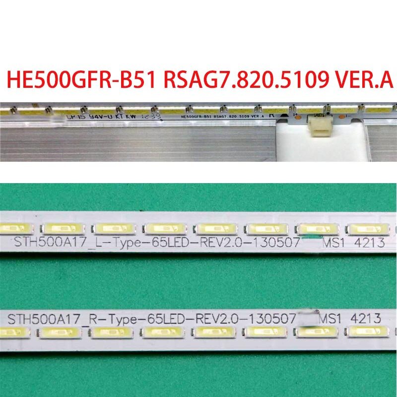 แถบหลอดไฟ LED ใหม่เอี่ยมทีวี2ชิ้น/ชุดแถบไฟแบ็คไลท์ STH500A17_L/R-Type-65LED-REV2.0 HE500HFD-B51เมทริกซ์ VE R.A RSAG7.820.5103