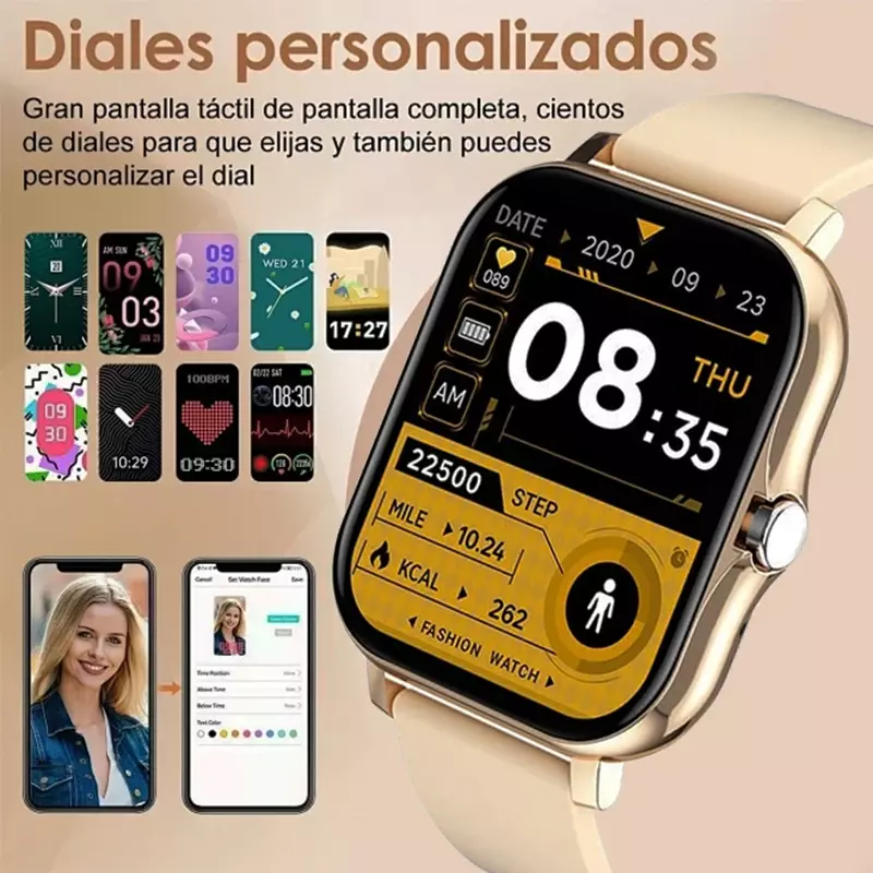 สมาร์ทวอท์ช2024สำหรับผู้ชายผู้หญิงนาฬิกากีฬาหน้าจอสัมผัสเต็มรูปแบบบลูทูธสายนาฬิกาข้อมือ smartwatch Digital ของขวัญ