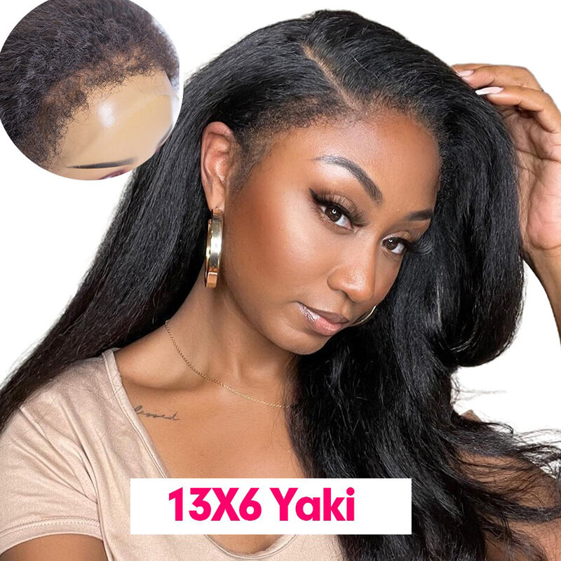 4C Edges Kinky Straight 13x6 Hd Lace Frontal Wig Natural Realistic Kinky Hairline 13x4 Kinky Straight Lace Front Human Hair Wigs