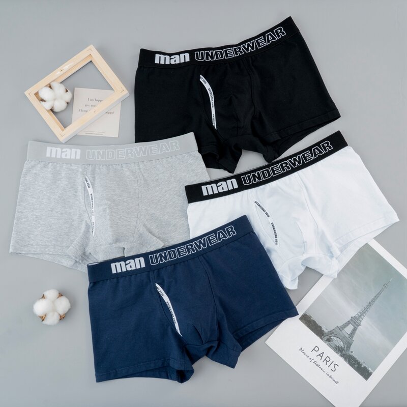 3 Pcs/Lot Men's Boxers Briefs Underwear 95% Cotton Underpants Breathable Male Shorts Comfortable Lingerie Panties Letters Boxer