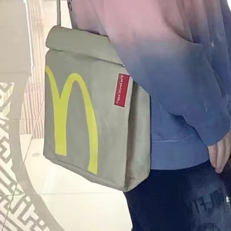 French Fries Canvas Backpack, mochila, Messenger Bag, engraçado, bonito, embalagem