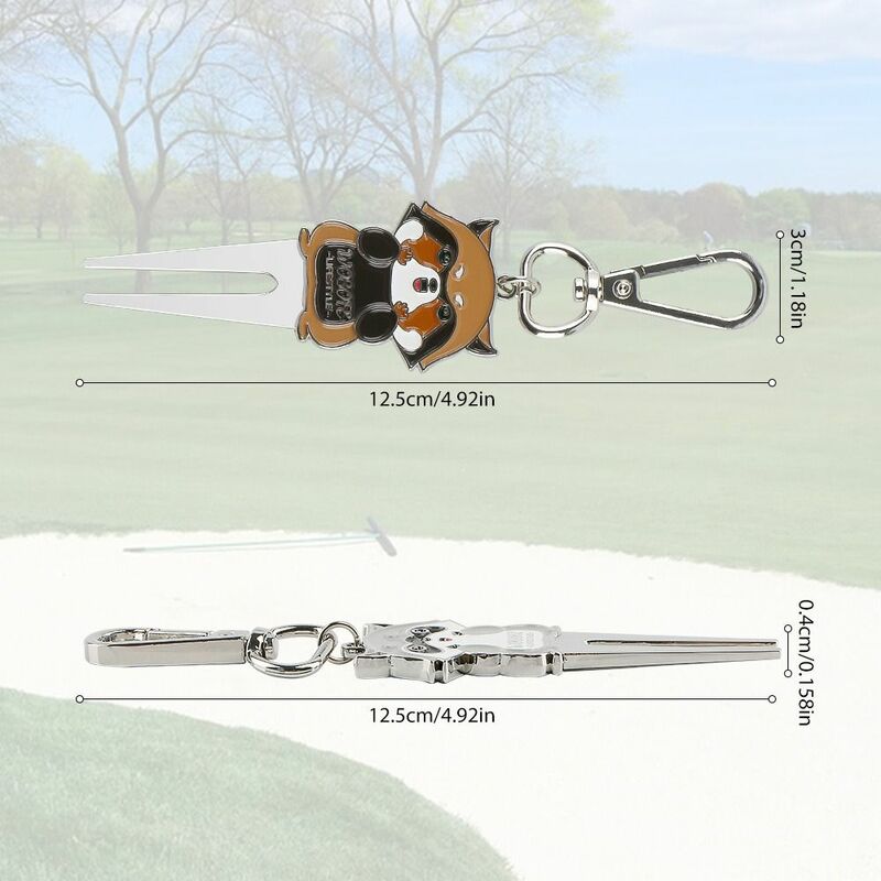 Fourche de golf en alliage de zinc portable durable, outil de réparation de golf, dessin animé multifonctionnel, vert, club