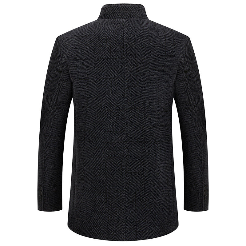 Jaqueta de lã de manga comprida masculina, casaco de veludo, gola alta, casual business, mistura de lã, monocromática, plus size, 4XL, 3XL, novo, inverno