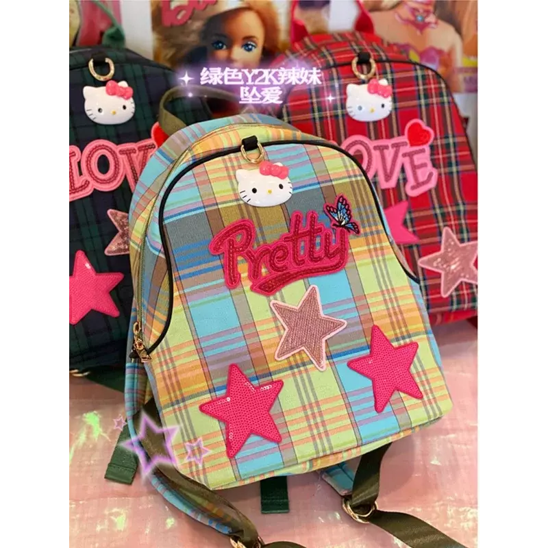 Sanrio New Hello Kitty Student Schoolbag Cute Cartoon Lightweight and Large Capacity Men's and Women's College Backpack