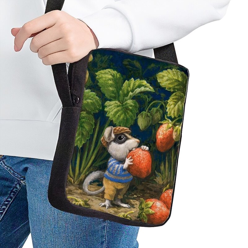 Kreskówka płócienny wzór zwierzęcy nadruk torba kurierska dla dzieci regulowana torba podróżna na ramię rekreacyjna codzienna mała torba typu Crossbody szkolna torba