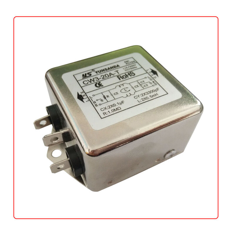 Filtro EMI de potencia, accesorios para máquina de grabado, CW3-10A-T / CW3-20A-T/CW3-30A-T, CA 115V / 250V 50/60HZ