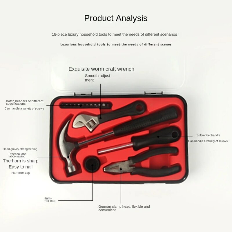 Household Hardware Toolbox, Cruz especial Shaped chave de fenda, Repair Tool Set, 17 pcs