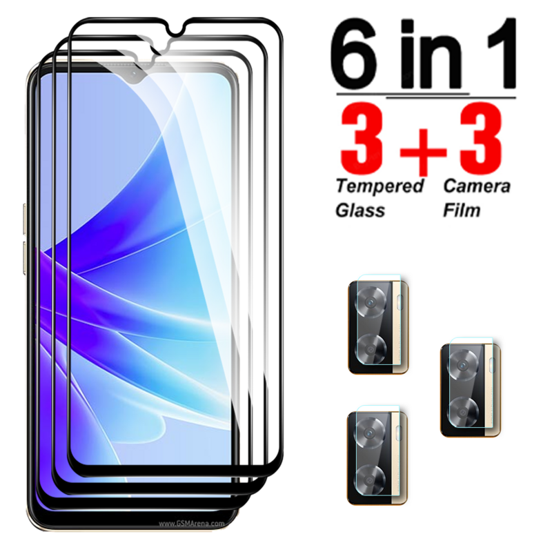 6 IN 1 Black Edge Clear Tempered Glass For Oppo A77s 4G Camera Lens Screen Protector For Oppa A17 A57 A77 5G Oppoa77s CPH2473