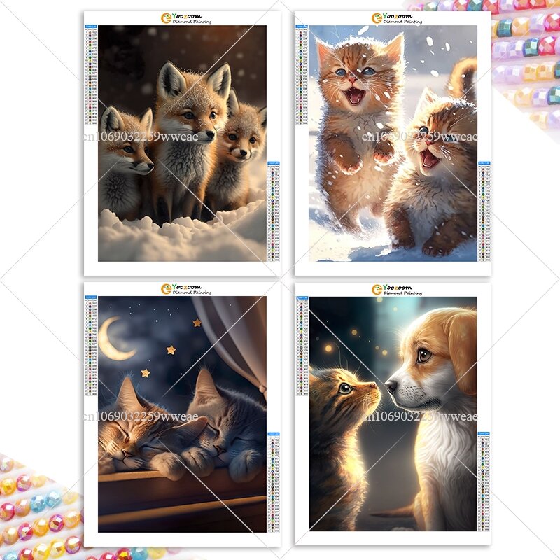 귀여운 고양이 강아지 DIY 5D 다이아몬드 페인팅 판타지 동물 다이아몬드 자수, 풀 드릴 라인석 공예, 홈 벽 장식