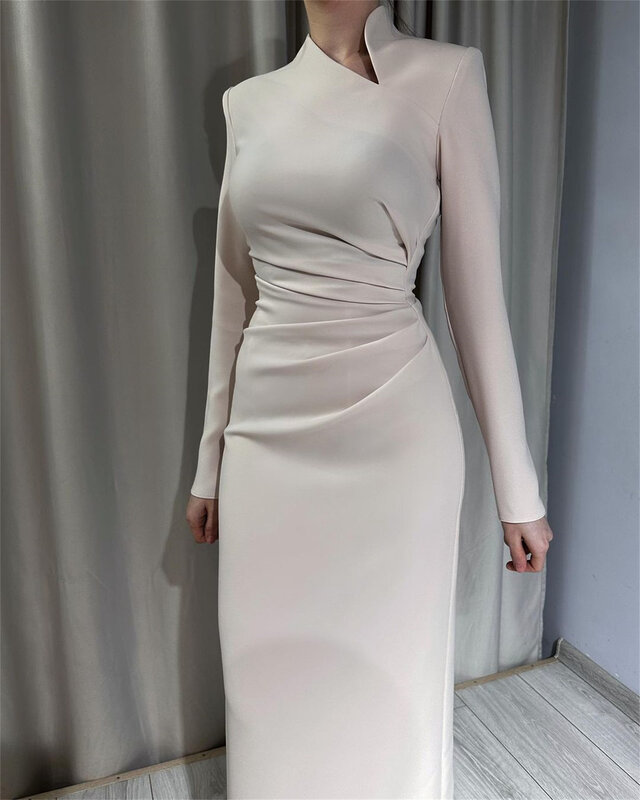 Simples e elegante vestido de festa mangas compridas, vestido de noiva para noiva, vestido de noiva feminino Coco, árabe, 2023