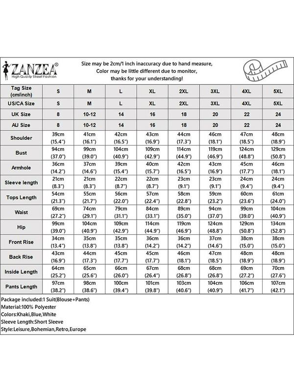 Zanzea-ボヘミアンフローラルプリント半袖ブラウスとパンツセット、マッチングスーツ、カジュアルホリデーファッションパンツ、サマー、2個、2024