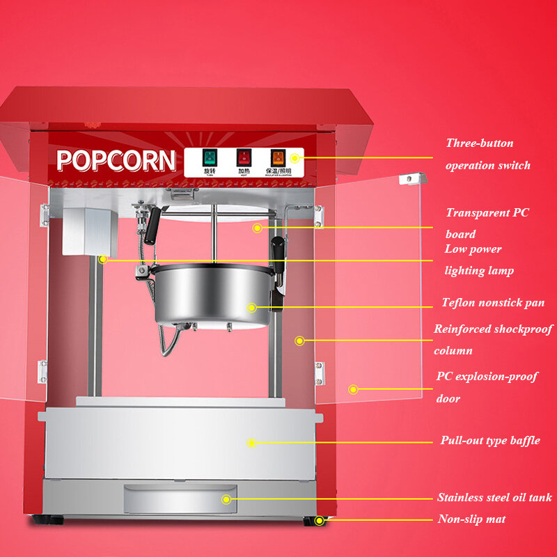 Машина для приготовления попкорна, коммерческая автоматическая электрическая машина для приготовления кукурузы, изготовитель из нержавеющей стали