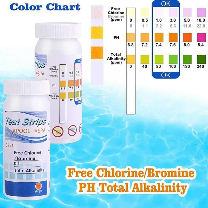 3 In 1 Test Paper Chlorine Immersion Hot Tub Ph Test Pool Water Swimming Test Paper Test Spa Strips Strips H9h1