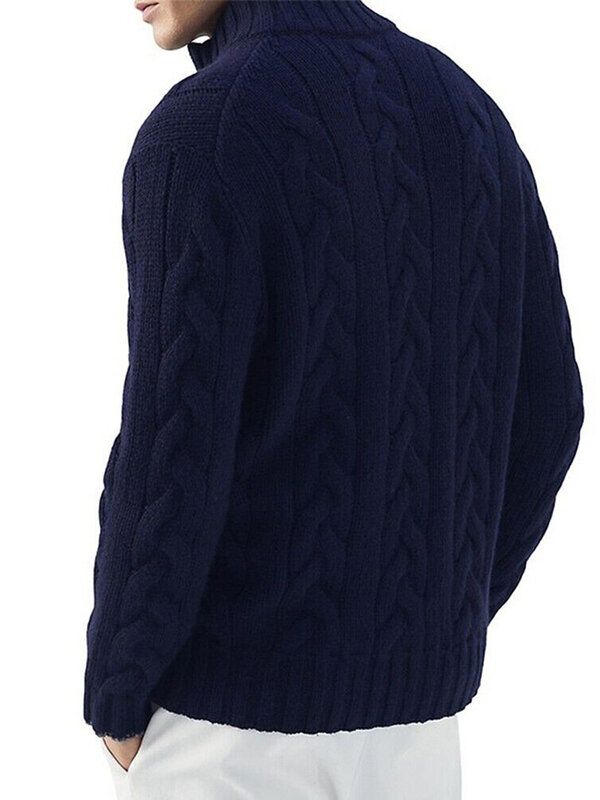 Мужской вязаный свитер на молнии, пальто с длинным рукавом и воротником-стойкой, вязаный кардиган, облегающий свитер, трикотажная одежда на осень и зиму