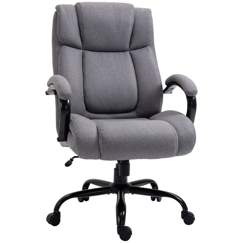 High Back Cadeira do escritório executivo com assento largo, cadeira de mesa do computador, altura ajustável, tecido de linho, 484lbs, S