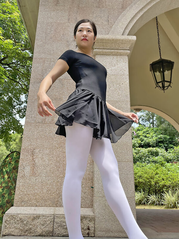 Chinesischen tanz ballett einteiliges kleid fee elegante performance out kostüm erwachsene praxis weiß gaze dance