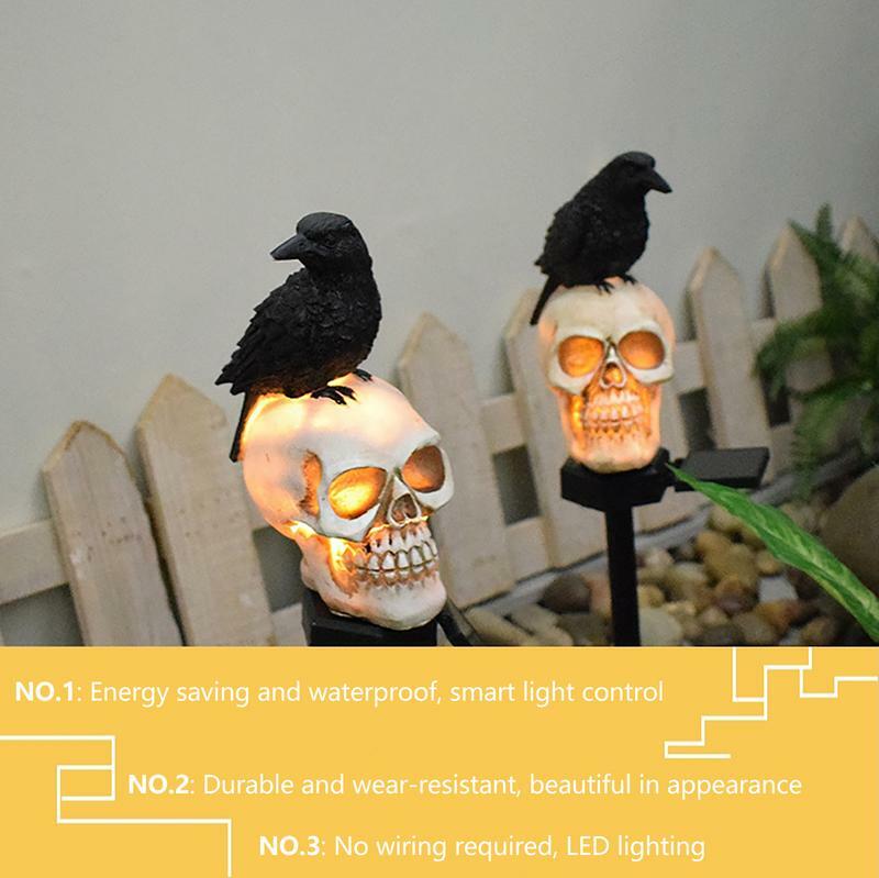 Skull Pathway Lights Outdoor impermeabile Skeleton Garden Lights Skull Light ricarica automatica per decorazioni di Halloween all'aperto