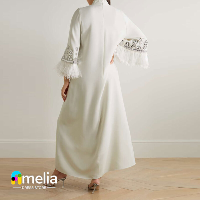 أميليا-فستان نسائي برقبة عالية للحفلات الراقصة ، أكمام طويلة ، طول الكاحل ، فستان سهرة ، حفلة زفاف ، فساتين رسمية ، عربية