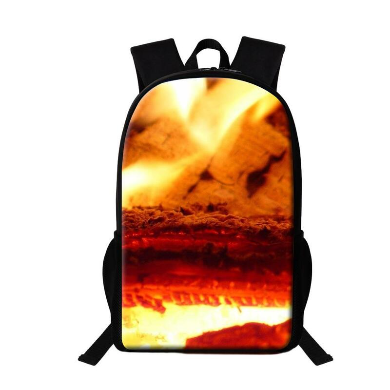 16 Inch School Bags For Elementary Student Cool Fire Blaze Design Backpack Male Daily Daypack Children Multifunctional Backpack