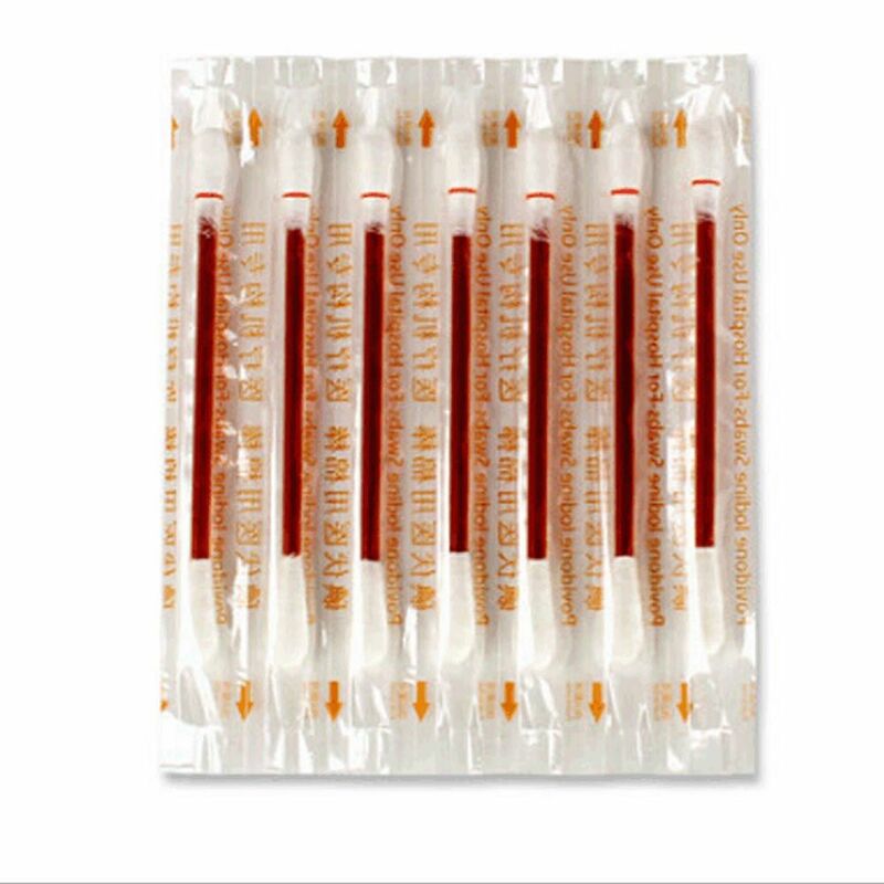 5/10/20/30PCS Easy to carry Aid Kit Supplies Wound treatment Disposable Swab Medical Iodine Disinfected  Cotton Stick