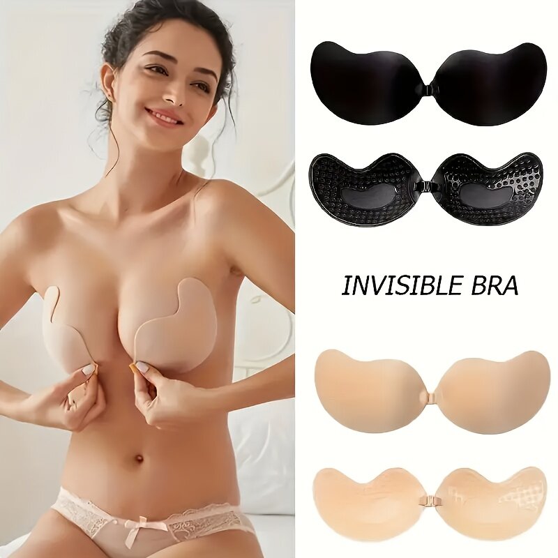 Sutiã de elevação invisível para mulheres, sem alças e sem costura, push up, sutiã auto-adesivo, macio e de suporte, roupas íntimas, lingerie