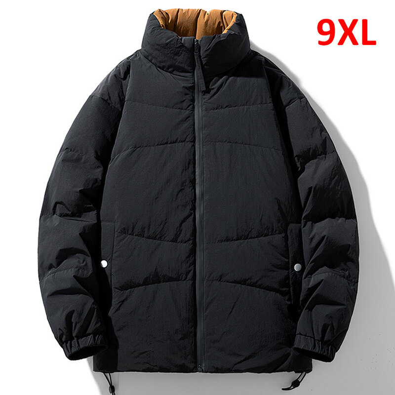 Jaket kargo berkerah untuk pria, jaket tebal musim dingin ukuran Plus 9XL, jaket Puffer pria, mantel kargo tahan air musim dingin