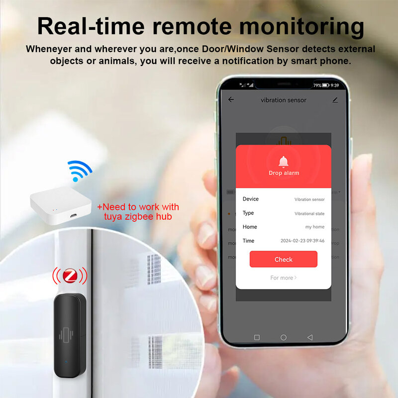Onenuo Tuya Smart Home Zigbee Trillingssensor Realtime Monitor App Afstandsbediening Smart Life Zelfverdediging Beveiliging