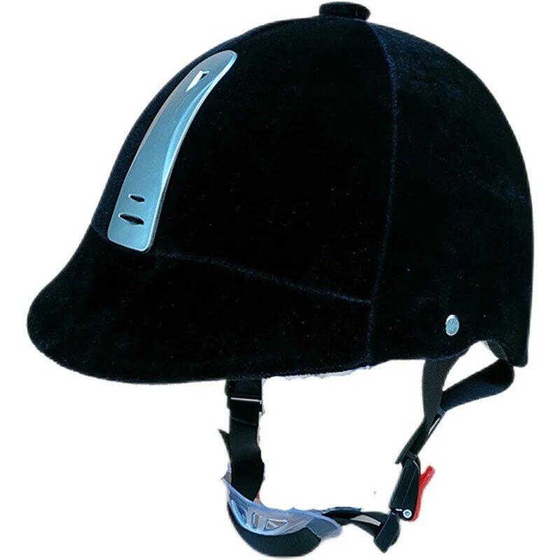 Equestrian Helmet Unisex Classic Velvet Horse Riding Helmet Horse Equipment Cycling Helmet Protection Cap Size Adjustable