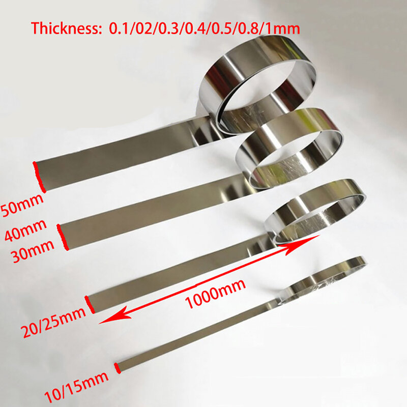 Bande d'aluminium en acier inoxydable 304, feuille de bonne qualité, plaque fine, largeur 10mm, 15mm, 20mm, 25mm, 30mm, 40mm, 50mm, épaisseur 0.1mm à 1mm, longueur 1 mètre