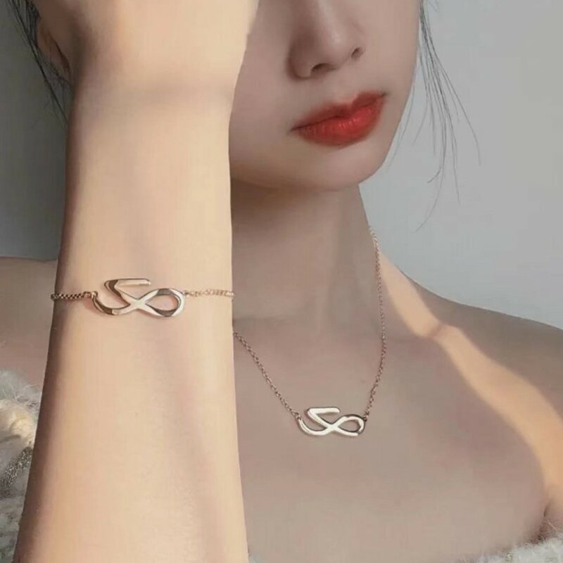 Kpop Idol Jungkook Gold Logo Necklace Bracelet Korean Fashion Accessories Jewelry