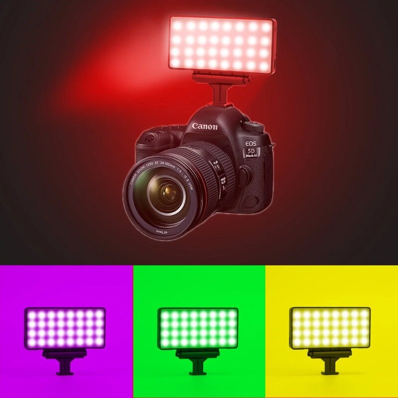 Lampu LED swafoto RGB dapat diatur, lampu klip ponsel kecerahan dapat diisi ulang, lampu portabel fotografi untuk kamera Laptop