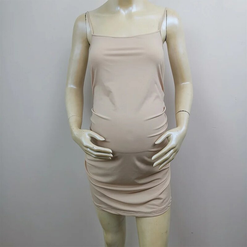 Don&Judy Skin Maternity Wedding Slip Dress Photoshoot Prop Soft Stretchy Underwear for Bridal Pregnant Women Photography Clothes