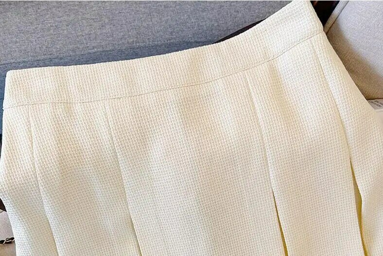 Mini-saia plissada linha A solta feminina, elástico na cintura, monocromática, verão