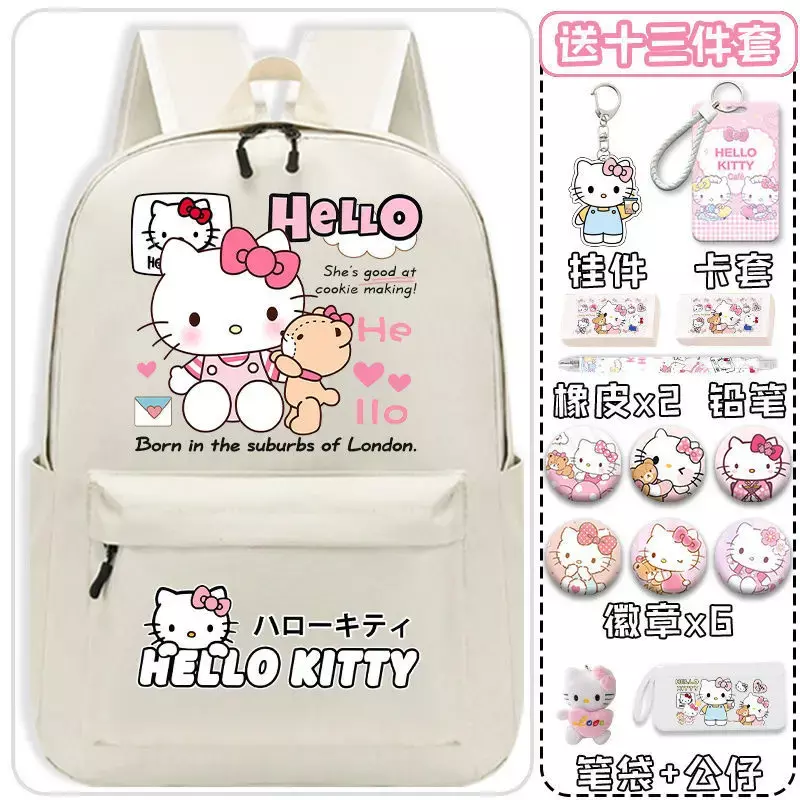 Sanrio nowy Hello Kitty Cartoon tornister damski plecak Hello Kitty lekki i o dużej pojemności
