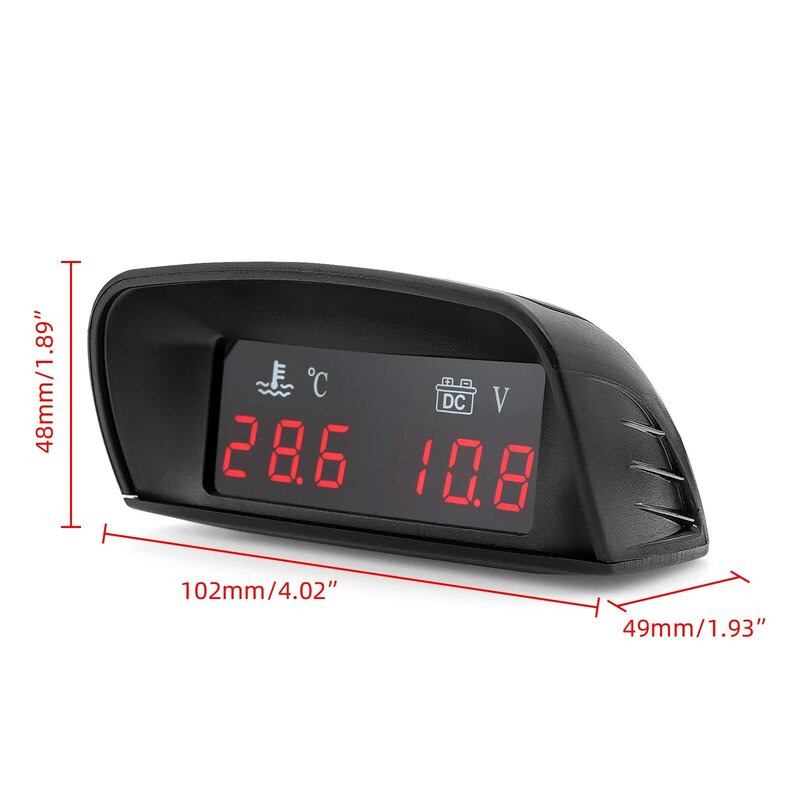 Medidor de temperatura del agua y voltaje para coche, voltímetro Digital con pantalla LCD, adaptador de Sensor 1/8 NPT, 12V, 24V, 2 en 1