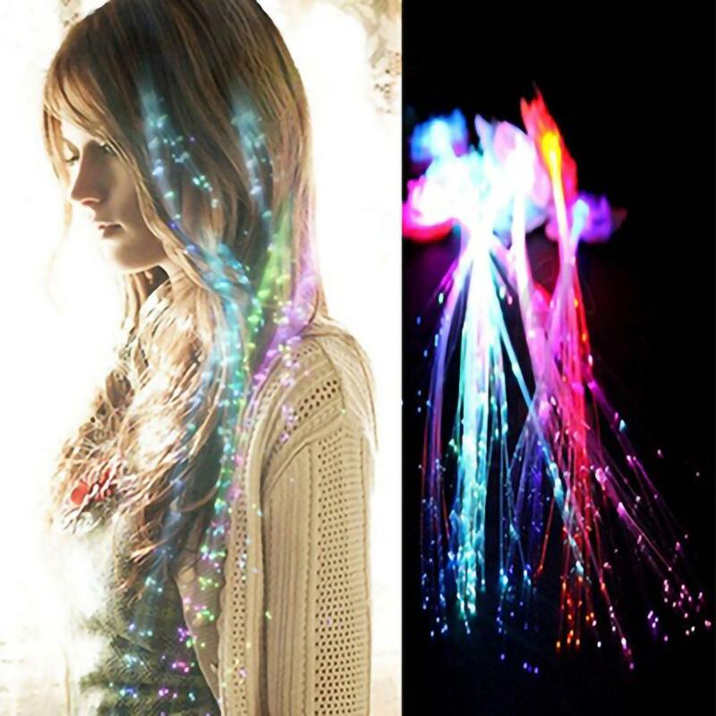 Wig Led menyala LED rambut palsu kilat jepit rambut klip kepang dekorasi rambut keren Bar ekstensi rambut pesta bercahaya Wig sintetis tari