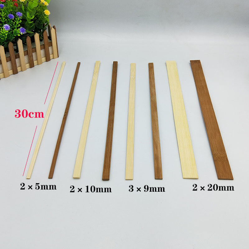 50pc multisize plana varas de bambu artesanato de madeira diy material artesanal fazendo materiais materiais de construção modelo de 30cm de comprimento