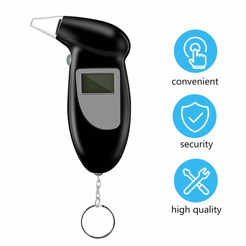 Digital Alcohol Breath Tester e Analyzer, Detector Profissional, Portátil, Display LCD, Alta Precisão