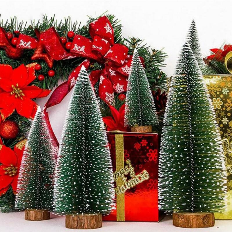 Mini Árvore De Natal Artificial, Árvore De Agulha De Cedro Branco, Base De Madeira, Decorações De Natal Natal, Decorações De Ano Novo, 5 Estilos