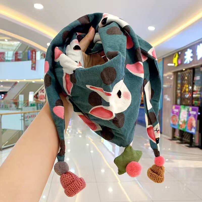 Хлопковый детский треугольный шарф на осень и зиму, теплый ветрозащитный шейный платок, детское полотенце для рта, милый мультяшный шарф для мальчиков и девочек