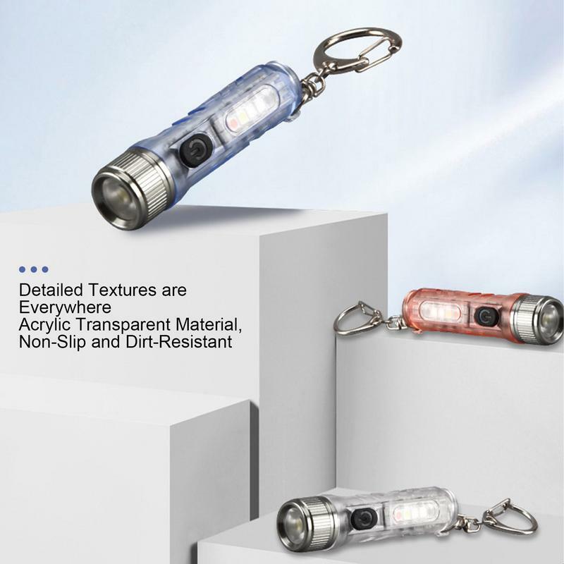 Miniatur-LED-Schlüsselbund-Taschenlampen-Blitzlichter mit Typ-C-Schnell la deans chluss Tragbare Schlüssel anhänger leuchte für drinnen und draußen