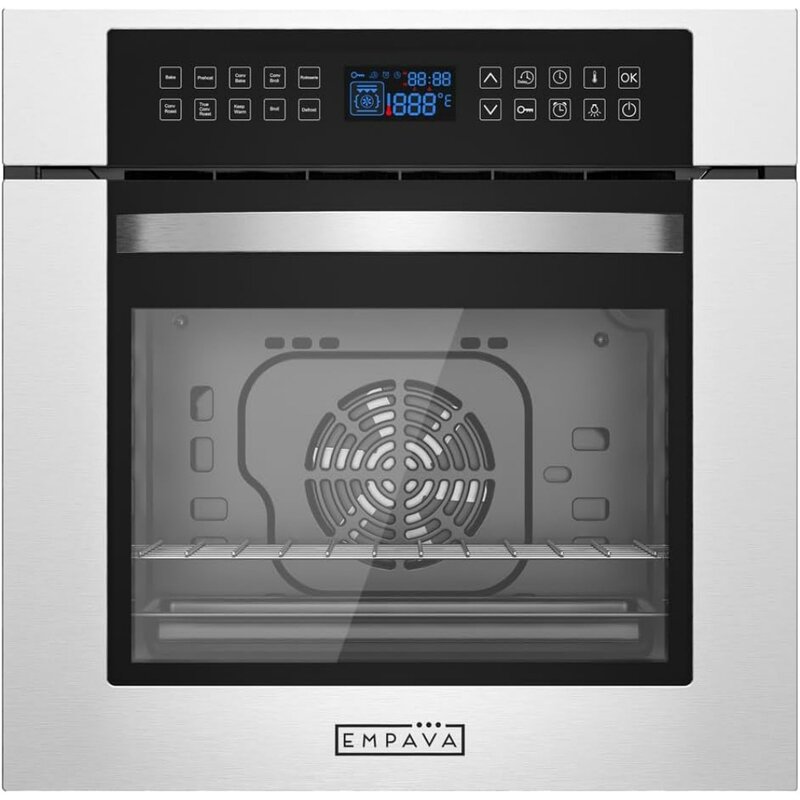 24" Electric Convection Single Wall Oven 10 Cooking Functions Deluxe 360° ROTISSERIE with Sensitive Touch Control in Stainless