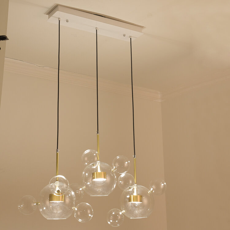 Lâmpada doméstica de vidro dourado para família, lâmpada artística europeia moderna, 3 conjuntos em um conjunto