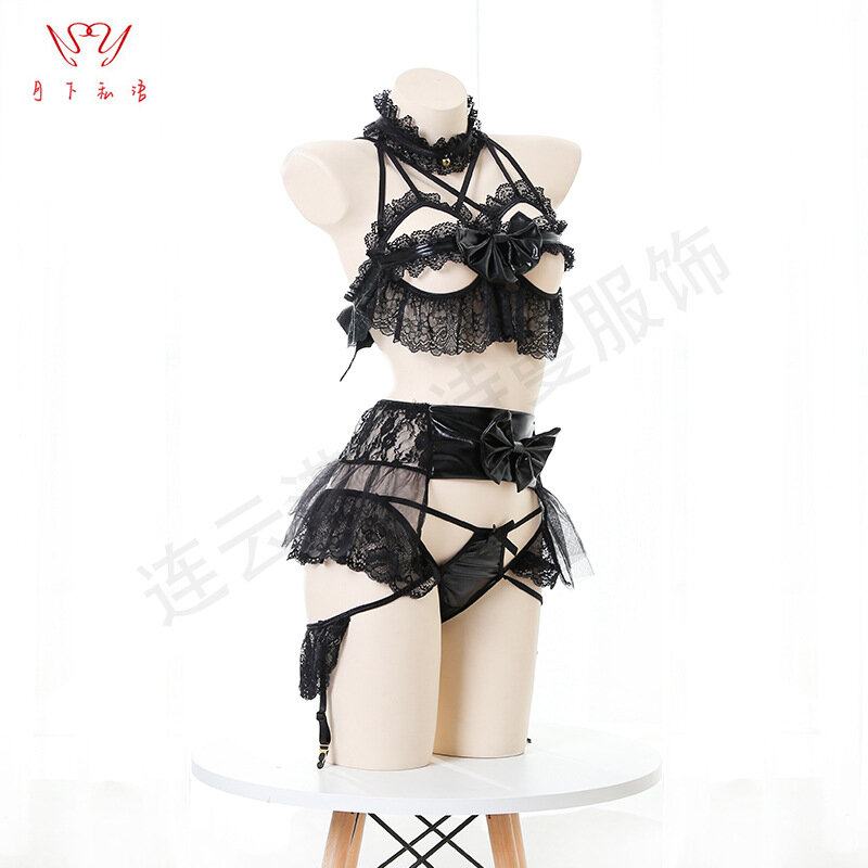 Sexy Underwear Sets Patent Leather Patent leather Cosplay Costume Girls Women Uniform Temptation JK Dress