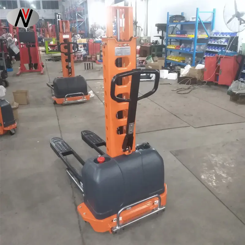 New 500Kg Self-loading Semi-automatic Electric Pallet Stacker Manual Hydraulic Pallet Truck