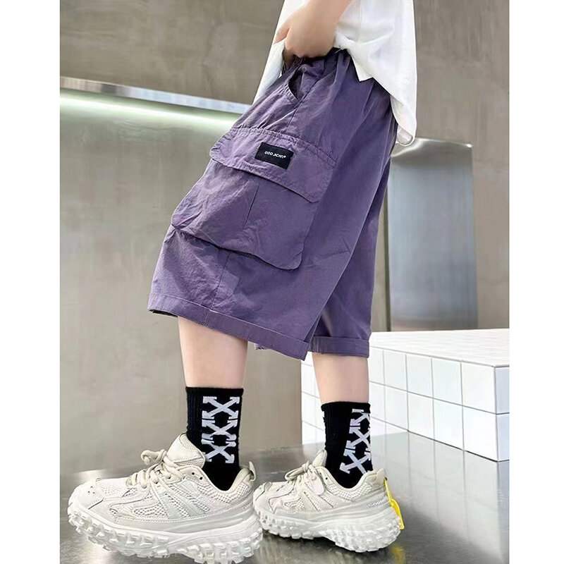 3-14 anni pantaloni estivi per ragazzi adolescenti Design tascabile stereoscopico comodi pantaloni corti stile ampio per bambini